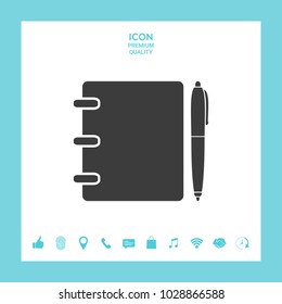 Notebook, address, phone book with pen symbol icon