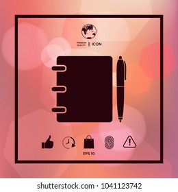 Notebook, address, phone book with pen symbol icon