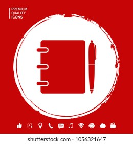 Notebook, address, phone book with pen symbol icon