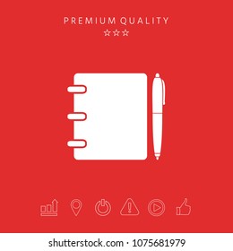 Notebook, address, phone book with pen symbol icon