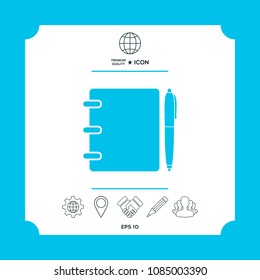 Notebook, address, phone book with pen symbol icon
