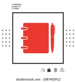 Notebook, address, phone book with pen symbol icon