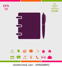 Notebook, address, phone book with pen symbol icon