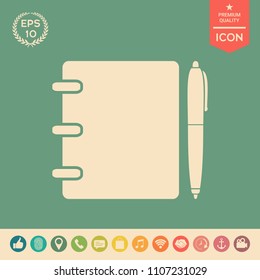 Notebook, address, phone book with pen symbol icon