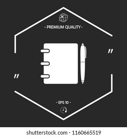 Notebook, address, phone book with pen symbol icon