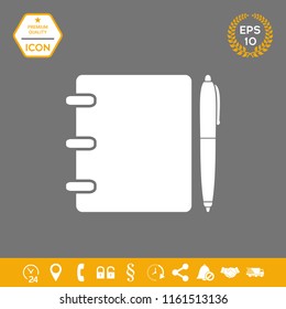 Notebook, address, phone book with pen symbol icon