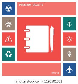 Notebook, address, phone book with pen symbol icon