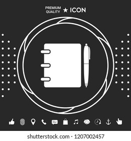 Notebook, address, phone book with pen symbol icon