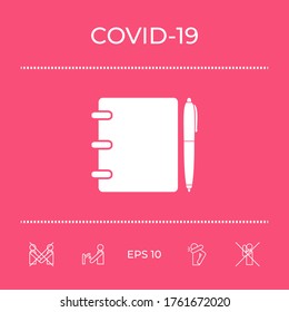 Notebook, Adresse, Telefonbuch mit Stift Symbol Symbol. Grafische Elemente für Ihr Design