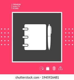 Notebook, address, phone book with pen symbol icon, elements for your design