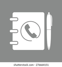 Notebook, address, phone book with pen icon.