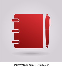 Notebook, address, phone book with pen icon.