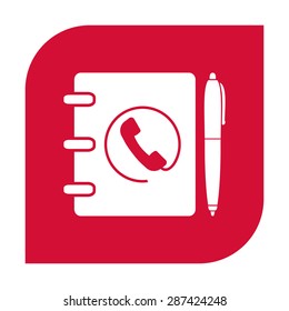 Notebook, address, phone book with pen icon.