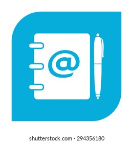 Notebook, address, phone book with pen icon.