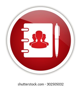 Notebook, address, phone book with pen icon.