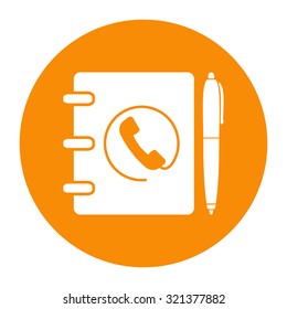 Notebook, address, phone book with pen icon.