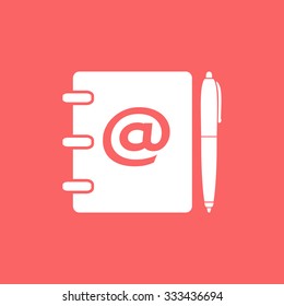 Notebook, address, phone book with pen icon.