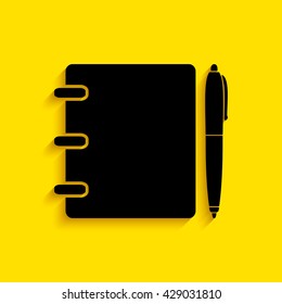 Notebook, address, phone book with pen icon.