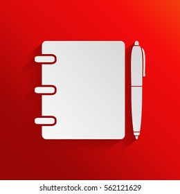 Notebook, address, phone book with pen symbol icon