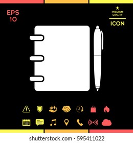 Notebook, address, phone book with pen symbol icon