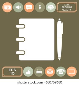 Notebook, address, phone book with pen symbol icon