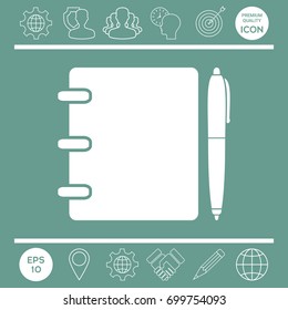 Notebook, address, phone book with pen symbol icon