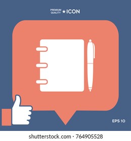 Notebook, address, phone book with pen symbol icon