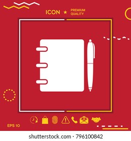 Notebook, address, phone book with pen symbol icon