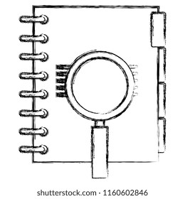 notebook agend with magnifying glass