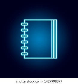 notebook, agenda, address book outline icon in neon style. elements of education illustration line icon. signs, symbols can be used for web, logo, mobile app, UI, UX
