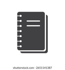 Ilustración vectorial plana aislada del diseño del icono de la agenda del cuaderno en el fondo blanco.