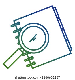 notebook agenda with magnifying glass