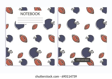 Notebook with american football sport pattern