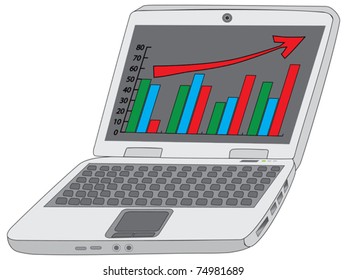 notebook with analytics diagram vector illustration
