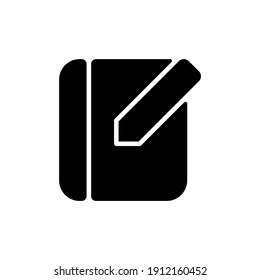 Notebook app black glyph icon. Taking text notes. Capturing thoughts. Adding images, checklists and audio. Making note-taking. Silhouette symbol on white space. Vector isolated illustration