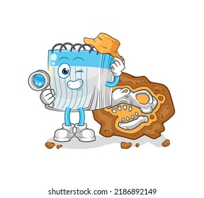 the notebook archaeologists with fossils mascot. cartoon vector