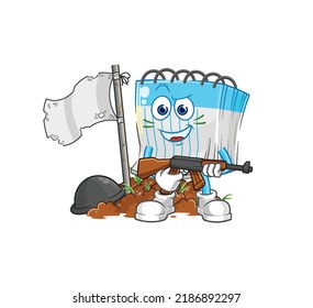 the notebook army character. cartoon mascot vector