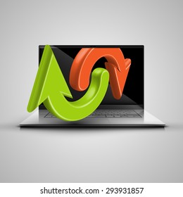 Notebook and arrows, vector