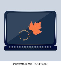 Notebook, autumn leaf - vector. Back to school. Sale of school supplies.