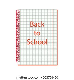 Notebook, back to school concept, vector illustration.