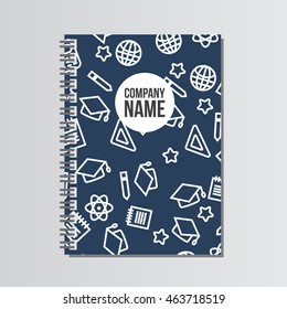 Notebook with back to school pattern. Back to school branding background