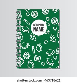Notebook with back to school pattern. Back to school branding background