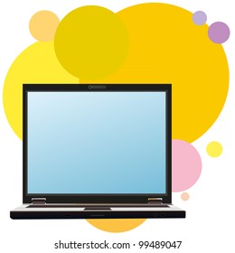 Notebook and background with yellow circles