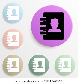 Notebook badge color set. Simple glyph, flat vector of web icons for ui and ux, website or mobile application