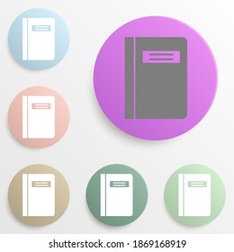 Notebook badge color set. Simple glyph, flat vector of web icons for ui and ux, website or mobile application