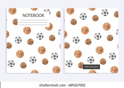 Notebook with balls sport pattern