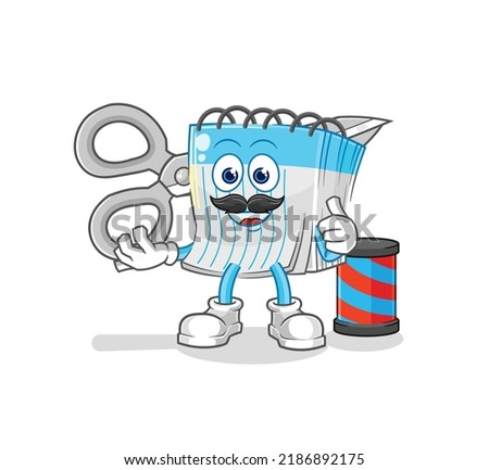 the notebook barber cartoon. cartoon mascot vector