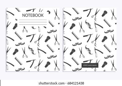 Notebook with barbershop pattern