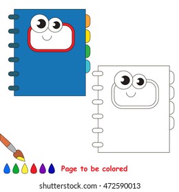 Notebook to be colored. Coloring book to educate kids. Learn colors. Visual educational game. Simple level. Coloring pages.