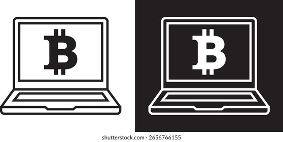 bitcoin de bloco de anotações positivo ícone negativo imagem vetorial